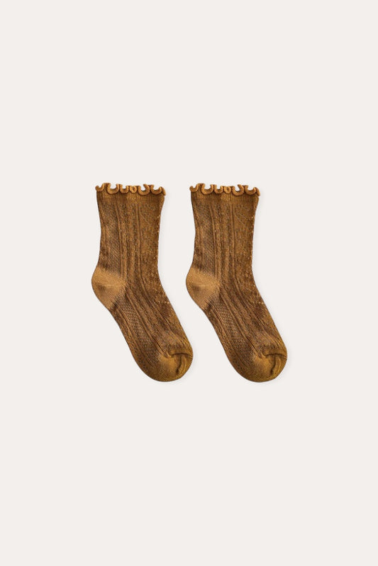 Lettuce Hem Ankle Socks | Camel