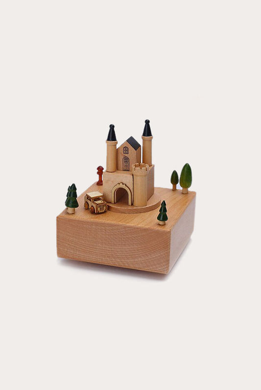 Wooden Carousel Musical Box | Castle
