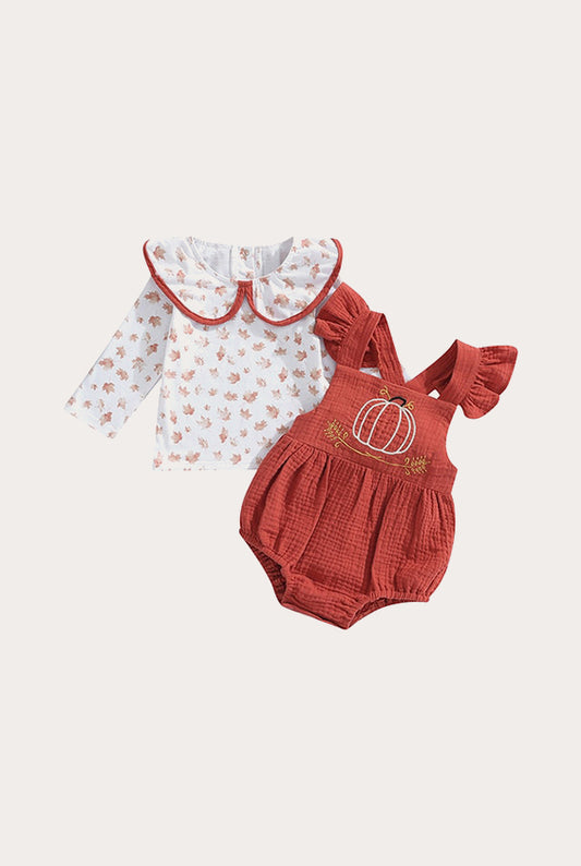 Halloween Baby Girl Romper Set | Pumpkin