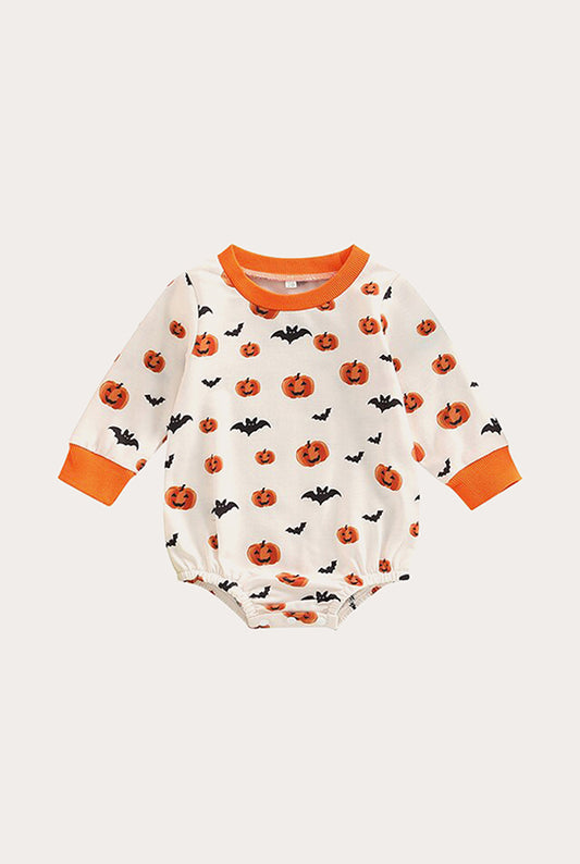 Halloween Baby Romper Long Sleeve | Pumpkin & Bat