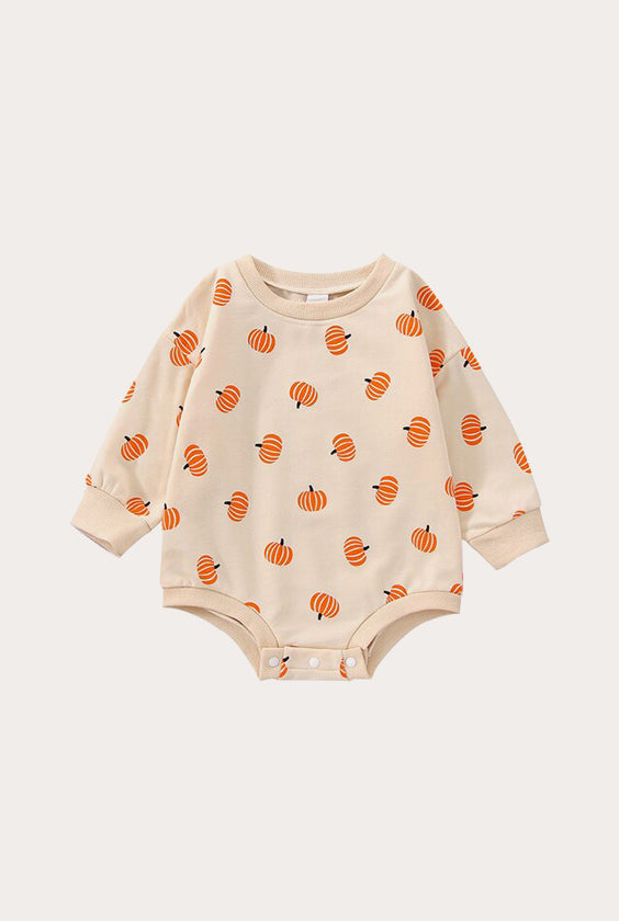 Halloween Baby Romper Long Sleeve | Pumpkin Print All-over