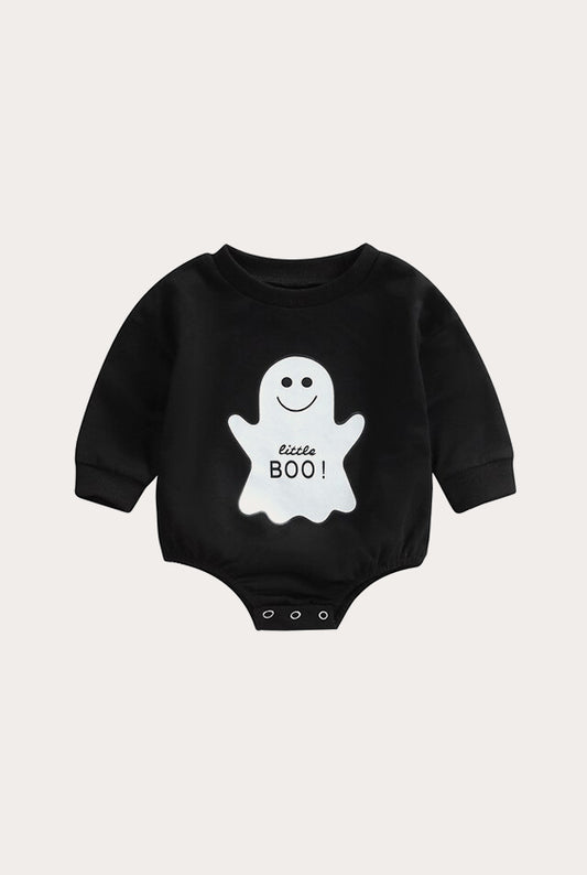 Halloween Ghost Print Romper | Black