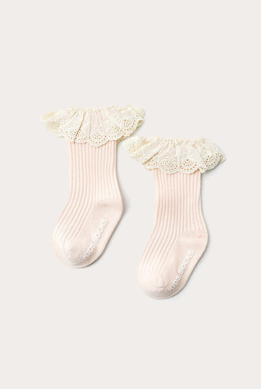 Lace knee Socks - Anti Slip | Pink