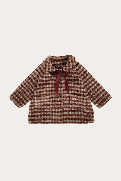 Plaid Thick Coat  Red