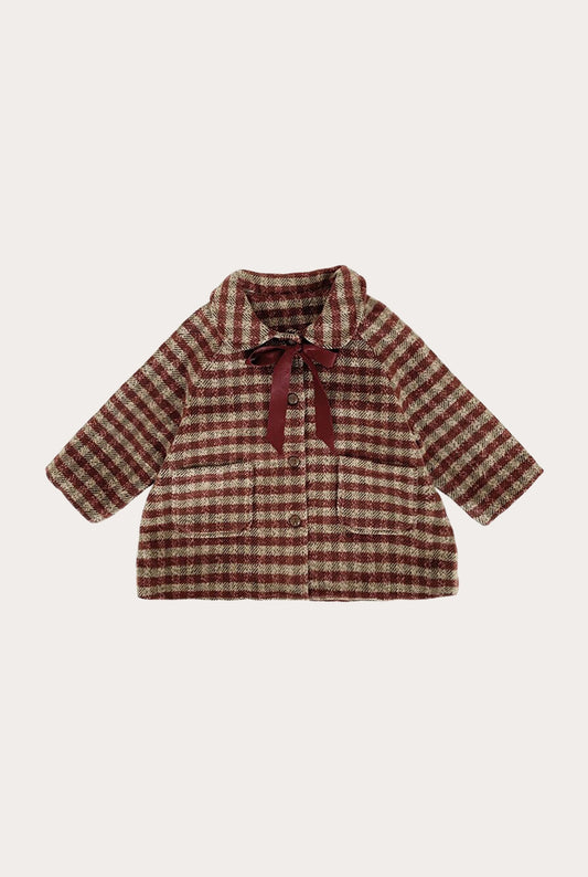 Plaid Thick Coat  Red