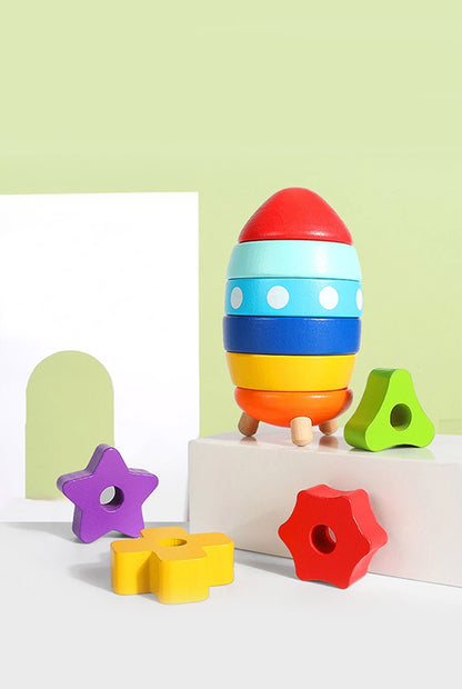 Wooden Blocks Stacking Circle Game | Rocket Tower