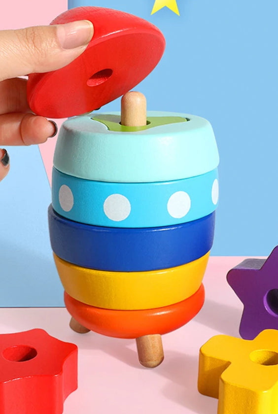 Wooden Blocks Stacking Circle Game | Rocket Tower