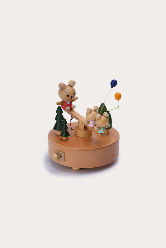 Wooden Carousel Musical Box | Bear Seesaw