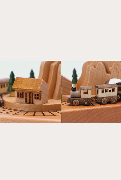 Wooden Carousel Musical Box | Train Shape