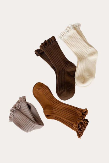 Solid Color Ruffled Socks | 4 Pack