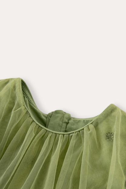 Flower Tulle Dress | Army Green