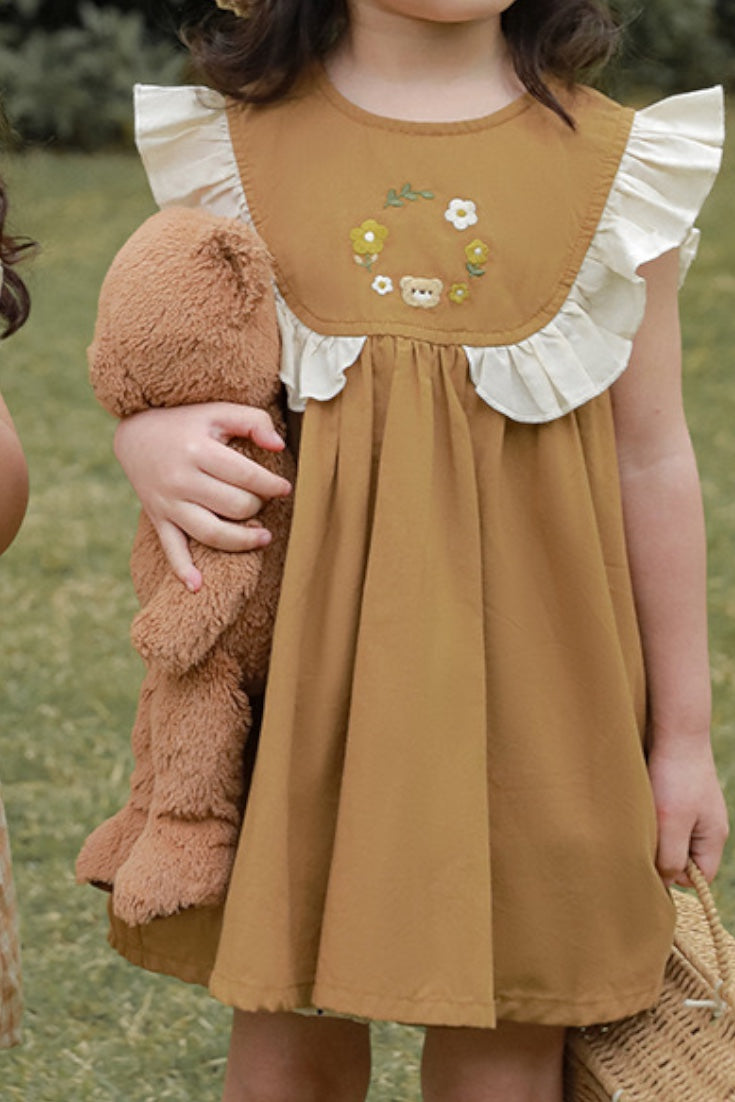 Bear Flower Dress | Mustard