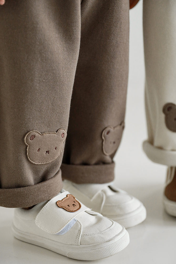 Bear Embroidered Shoes | Beige