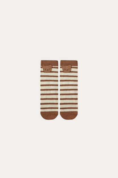 Bear Socks Stripe | Brown And Beige