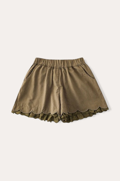 Loose Casual Hollow Out Lace Shorts | Brown