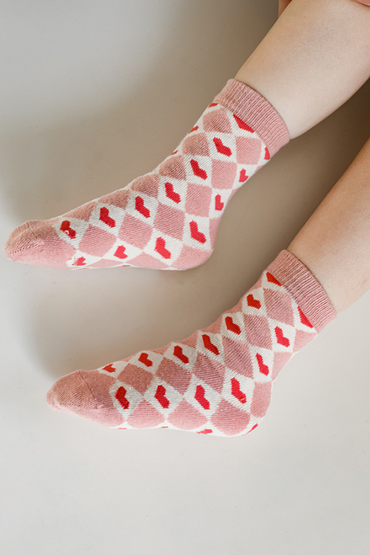 Heart Socks | Red Light Pink