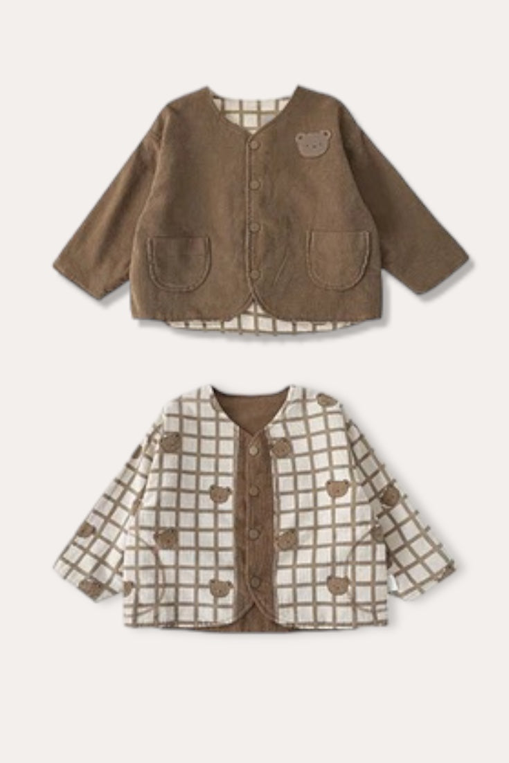 Bear Thermal Jacket Plaid Reversible | Coffee