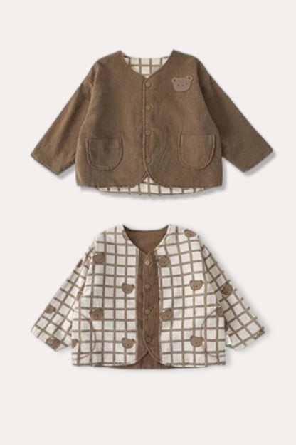 Bear Thermal Jacket Plaid Reversible | Coffee