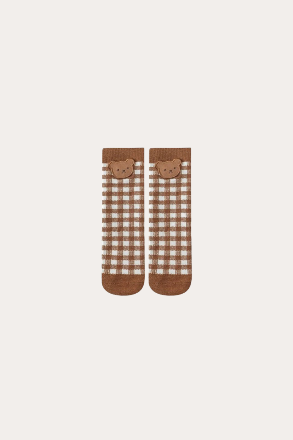 Bear Socks Grid | Brown And Beige