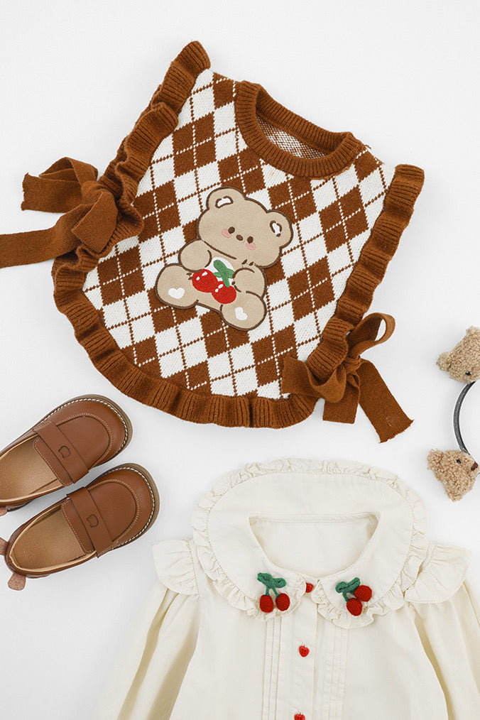 Teddy Bear Knitwear Vest | Coffee