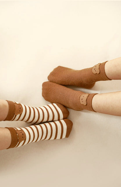 Bear Socks Stripe | Brown And Beige