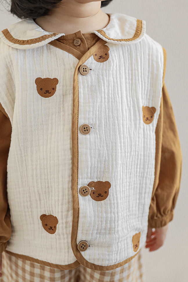 Bear Vest Button | Beige