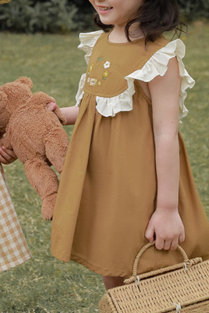 Bear Flower Dress | Mustard