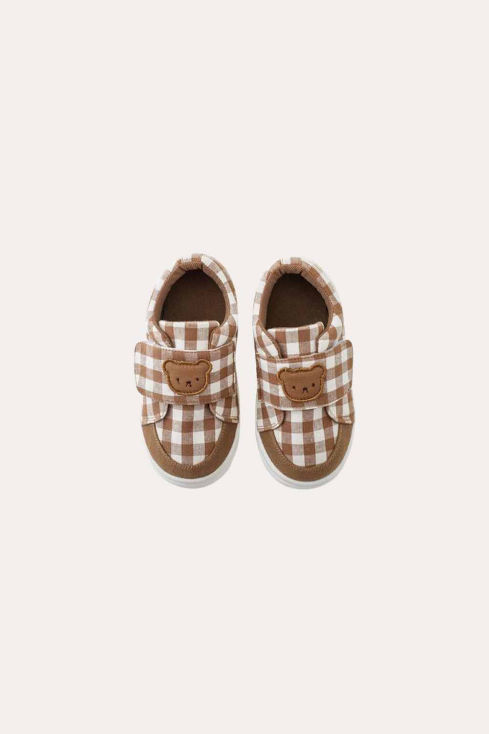 Bear Embroidered Shoes | Brown And White