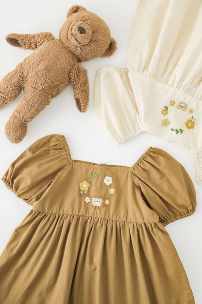 Bear Flower Dress | Beige