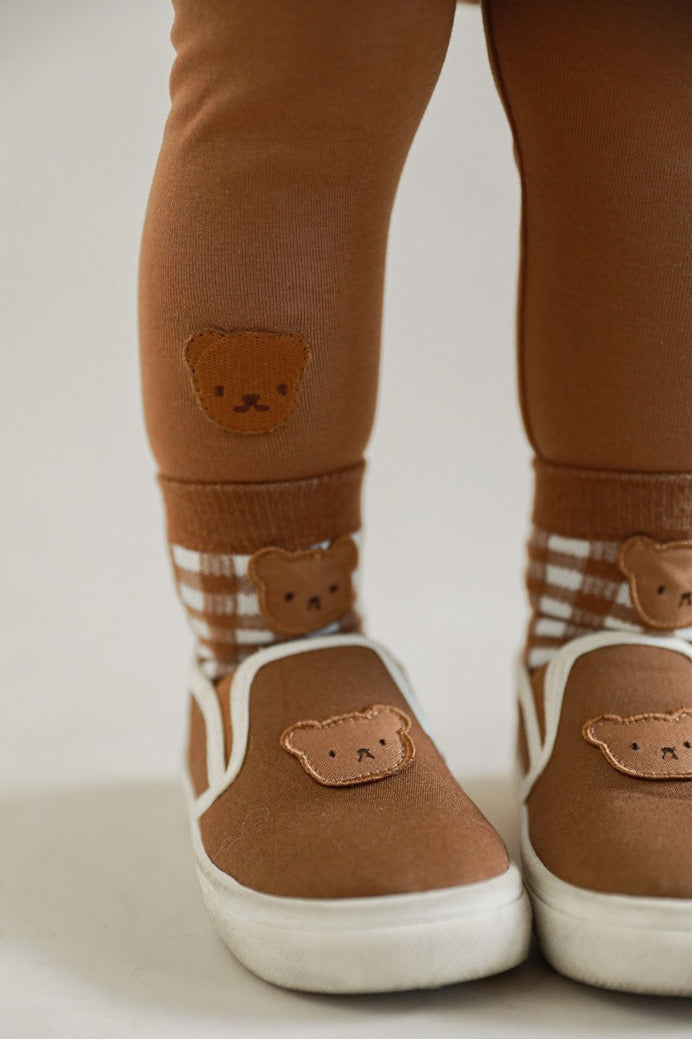 Bear Embroidered Shoes | Brown