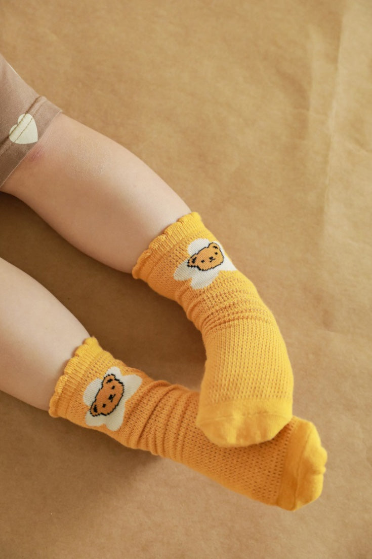 Bear Flowers Socks | Yellow