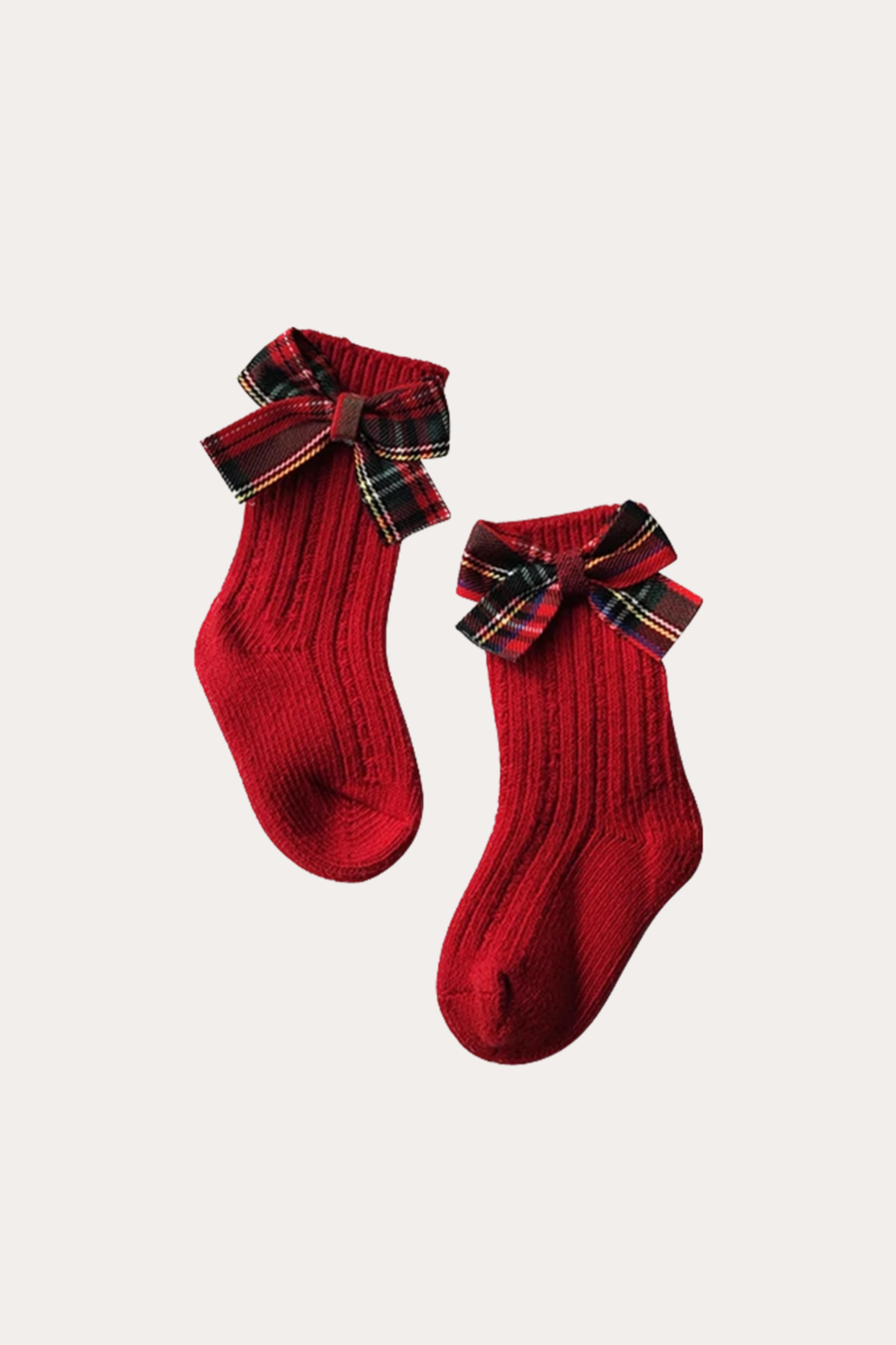 Calcetines navideños rojos | Corbata de moño