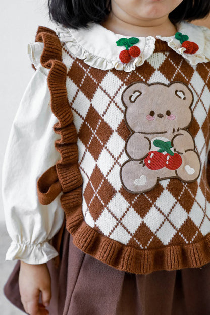 Teddy Bear Knitwear Vest | Coffee