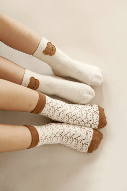 Bear Socks | Brown And Beige