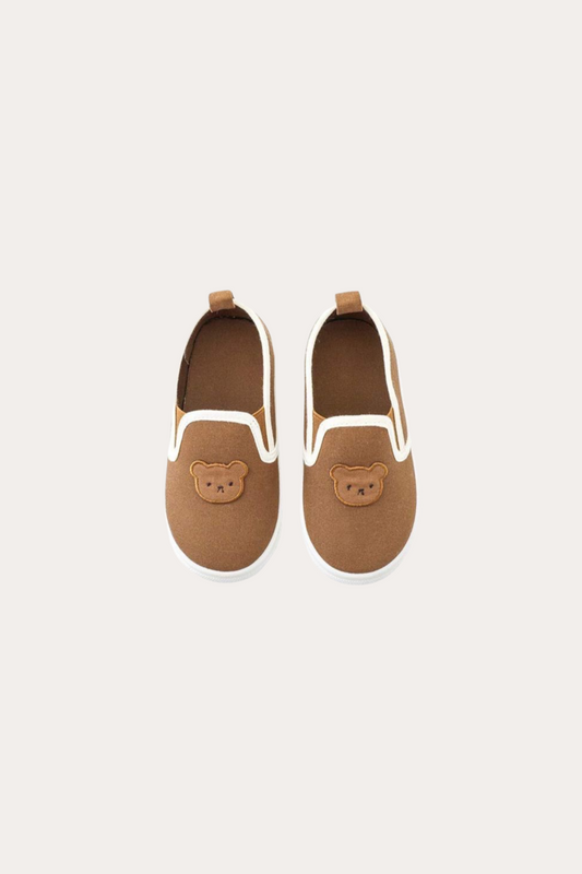 Bear Embroidered Shoes | Brown