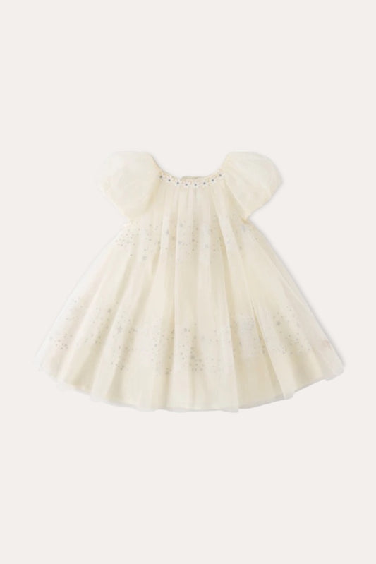 Tulle Dress With Bloom | Light Yellow
