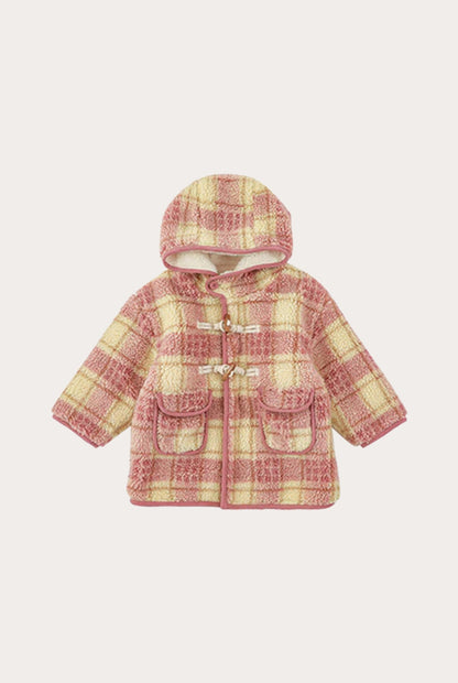 Teddy Jacket Warmer Plaid Thick | Pink Grid