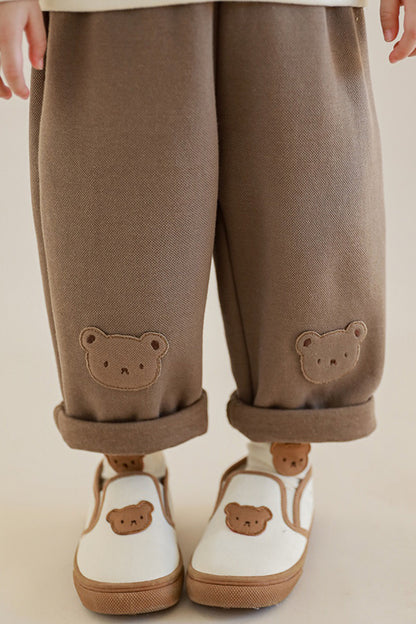 Bear Embroidered Shoes | Beige