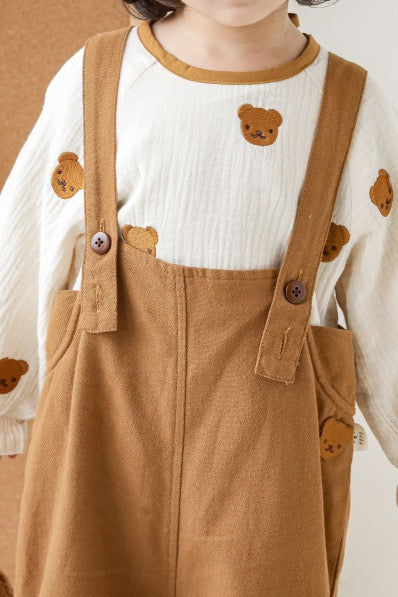 Bear Suspender Jumpsuit | Brown