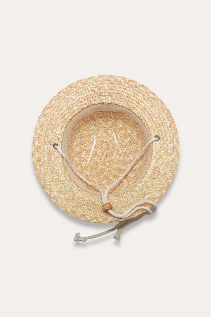 Boater Hat With Drawstring | White