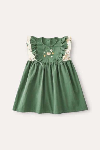 Bear And Flower Dress | Green