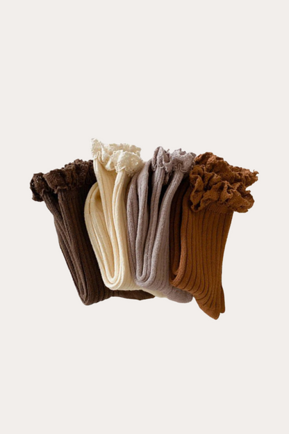 Solid Color Ruffled Socks | 4 Pack