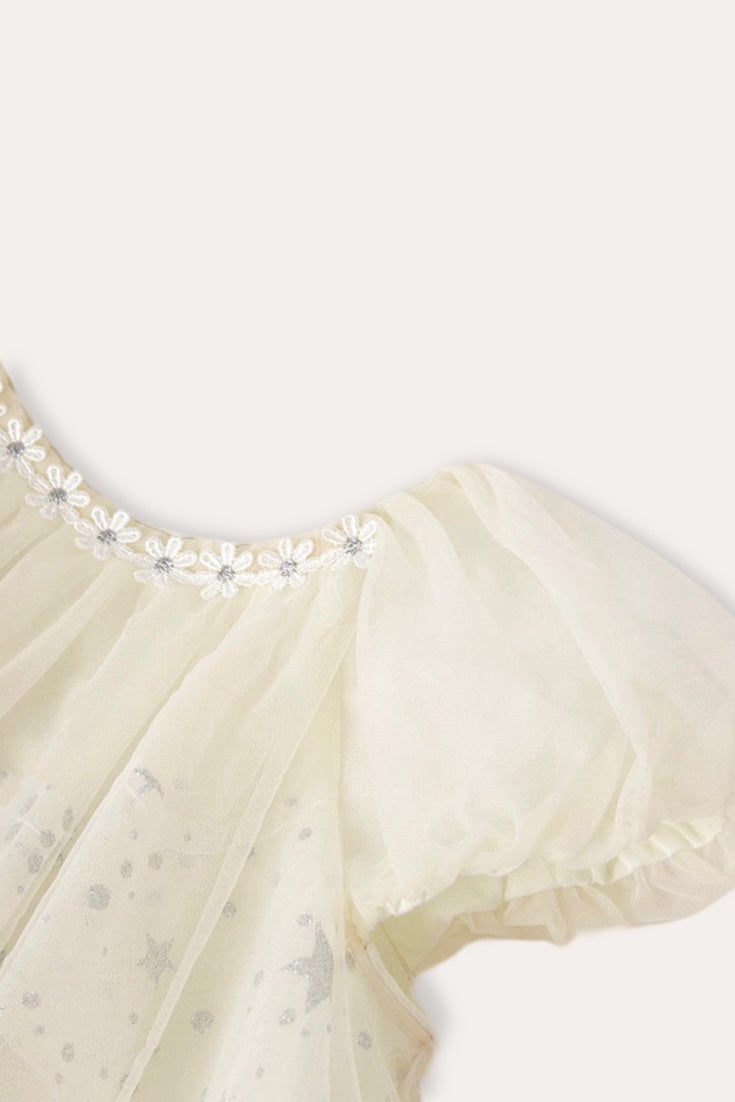 Tulle Dress With Bloom | Light Yellow